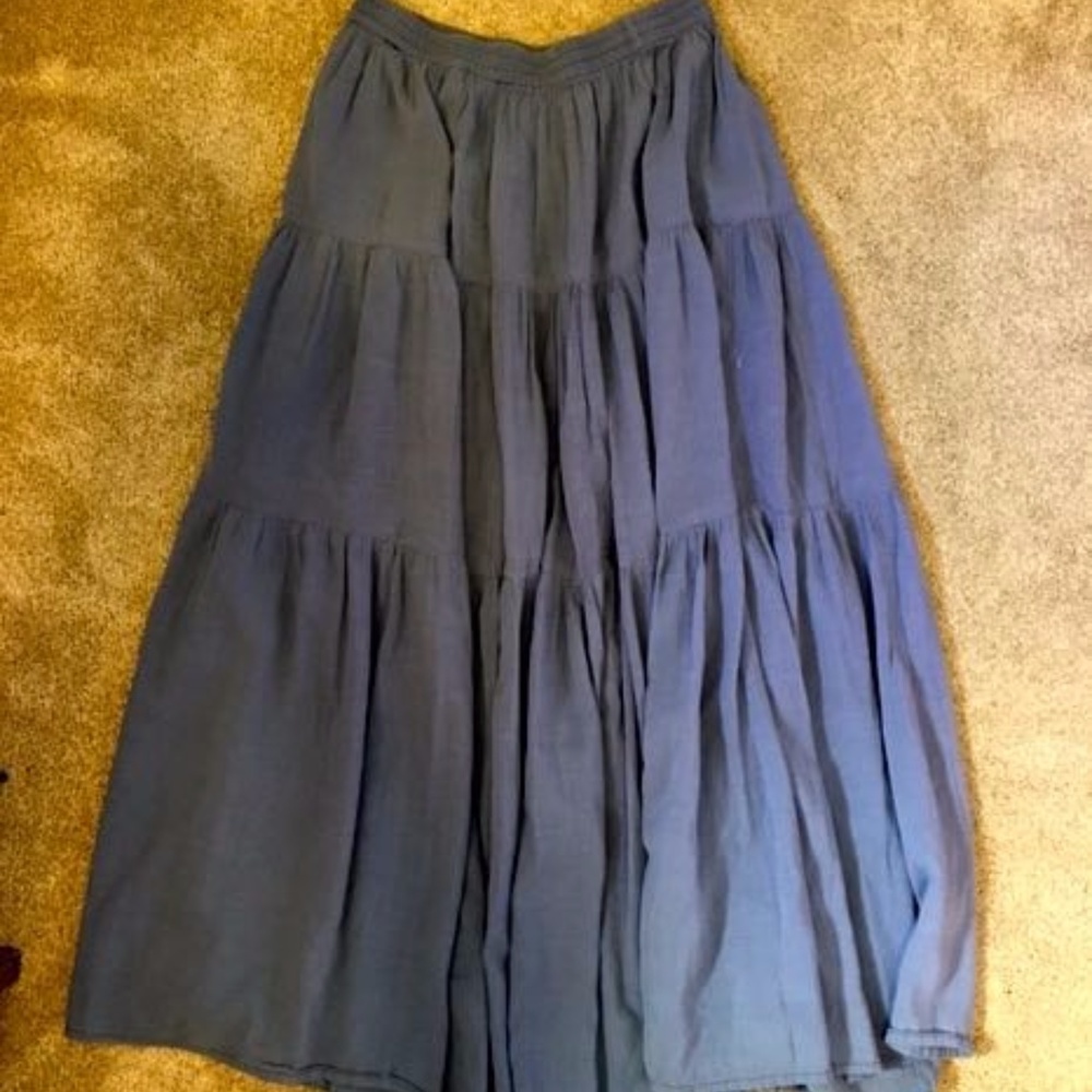 Light Blue Tiered Hippie Skirt
